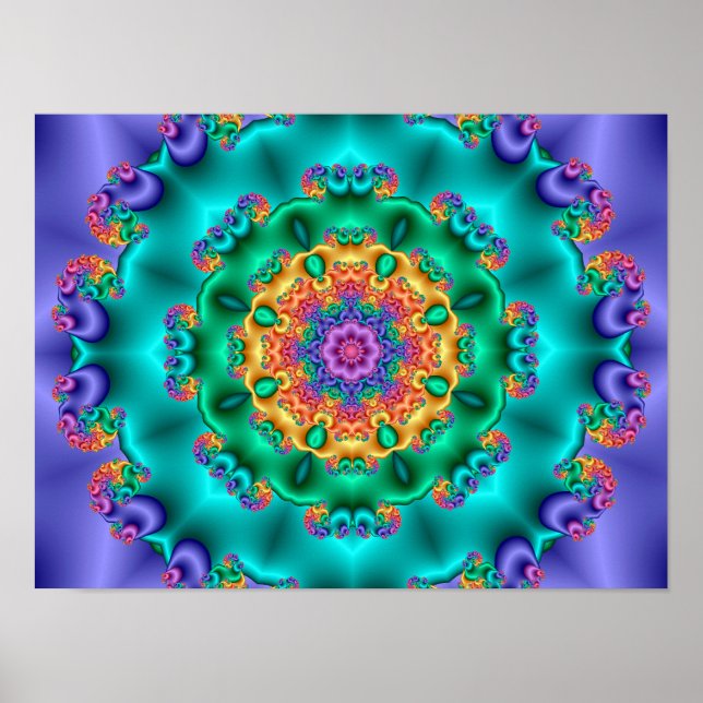 Fractal Mandala Kaleidoscope Abstract  Poster (Front)