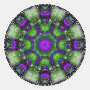 Fractal Mandala - Lavender Delight Classic Round Sticker