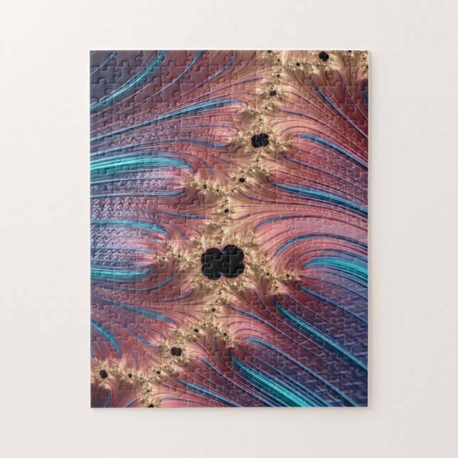 Fractal Mandelbrot | Turquoise Blue and Rose Gold Jigsaw Puzzle (Vertical)