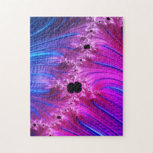Fractal Mandelbrot   Turquoise Blue Bright Pink Jigsaw Puzzle