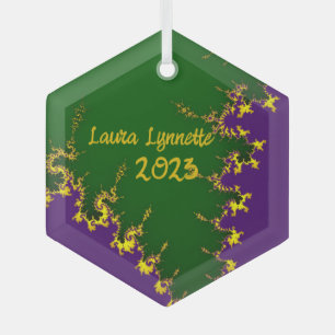 Fractal Mardi Gras Tree  Glass Tree Decoration