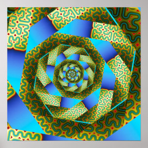 Fractal Maze Spiral Vortex Pattern Poster