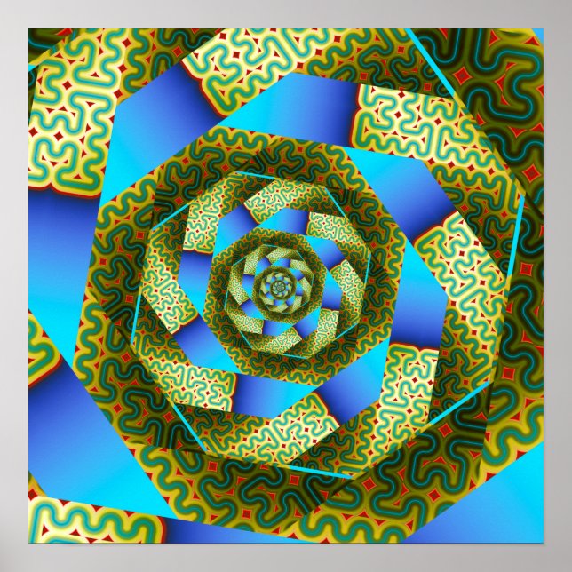 Fractal Maze Spiral Vortex Pattern Poster (Front)