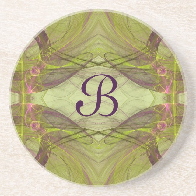 Fractal Misc Series-11-Green coaster--1 of  colour Coaster (Front)