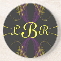 Fractal Misc Series-24-Blk Yel Prp coaster--1 of