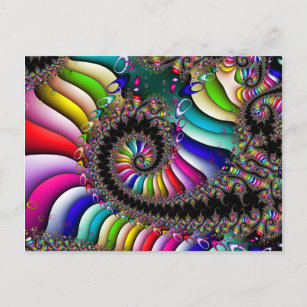 Fractal Multicolor Spiral Postcard
