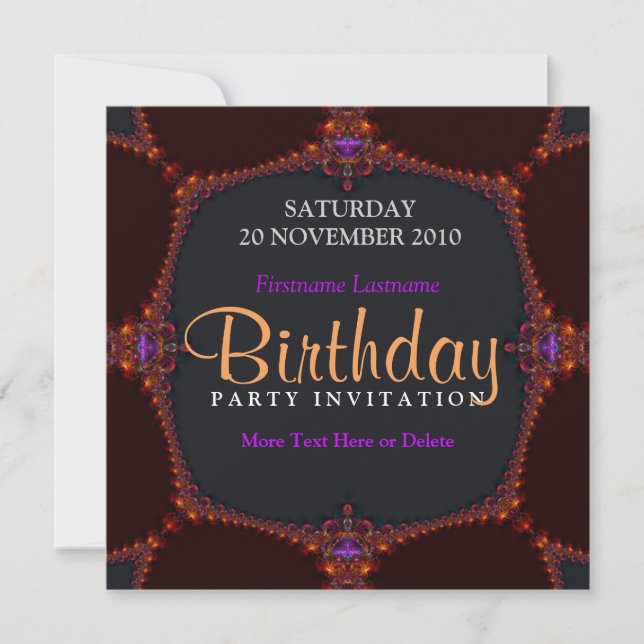 Fractal Nights Birthday Party Invitation (Front)