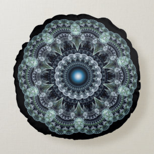 Fractal oriental design round cushion
