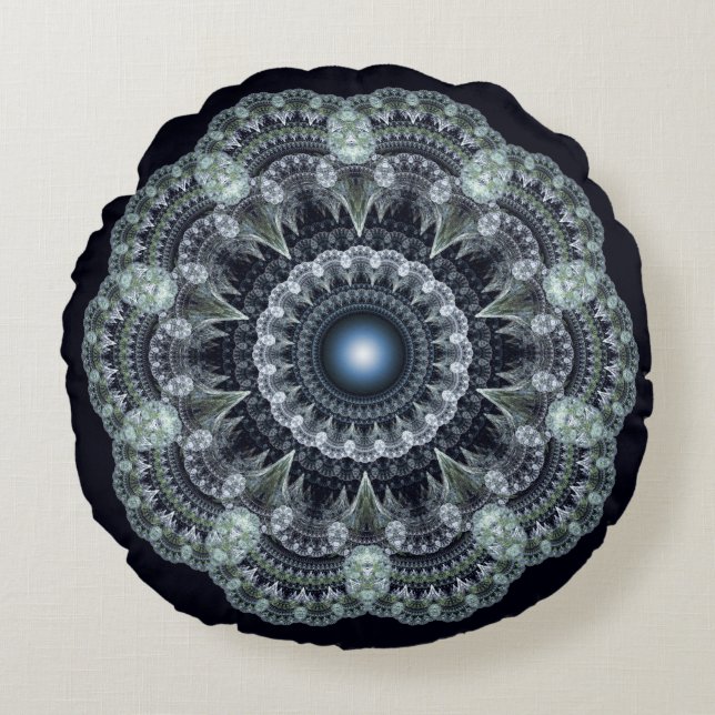 Fractal oriental design round cushion (Front)