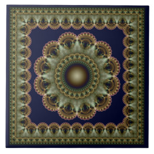 Fractal oriental pattern ceramic tile