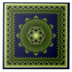 Fractal ornate mandala ceramic tile