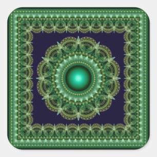 Fractal ornate star mandala square sticker