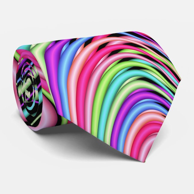 Fractal Pastel Swirls Tie (Rolled)