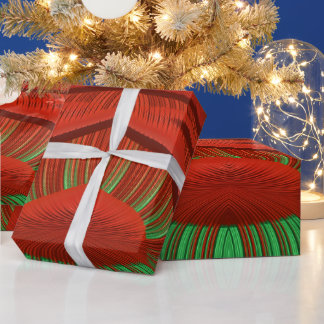 ~ Fractal Pattern Red Green ~ Christmas ~ Wrapping Paper