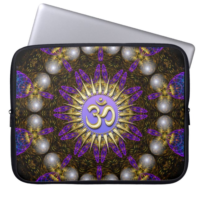 Fractal Pearls Golden OM Notebook Laptop Sleeve (Front)