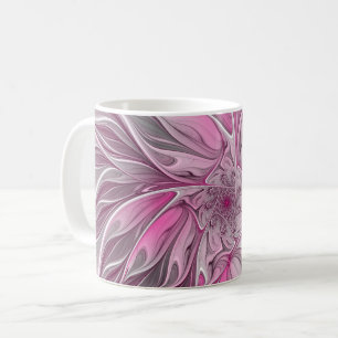 Fractal Pink Flower Dream, Floral Fantasy Pattern Coffee Mug
