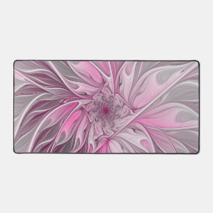 Fractal Pink Flower Dream, Floral Fantasy Pattern Desk Mat