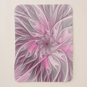 Fractal Pink Flower Dream, Floral Fantasy Pattern Sherpa Blanket