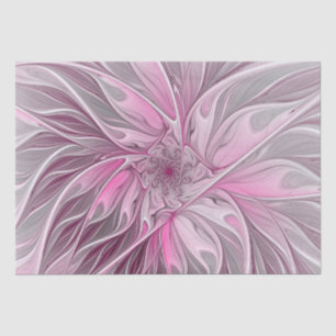 Fractal Pink Flower Dream, Floral Fantasy Pattern Tissue Paper