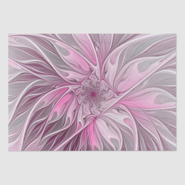 Fractal Pink Flower Dream, Floral Fantasy Pattern Tissue Paper (Front)