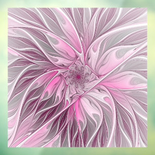 Fractal Pink Flower Dream, Floral Fantasy Pattern Window Cling