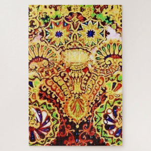 “Fractal Psychedelic Cat” by Louis Wain Jigsaw Puzzle