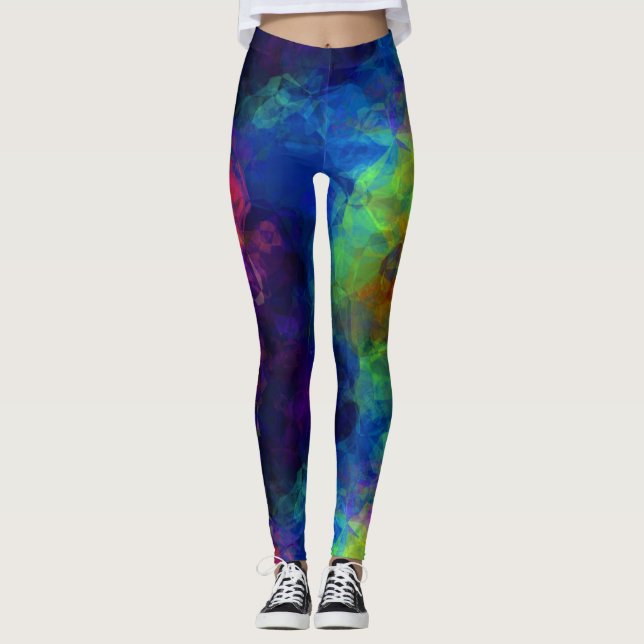 Fractal Psychedelic Trippy Festival Leggings EDM (Front)