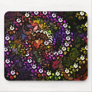 fractal purple floral Psychedelic Rainbow Spiral Mouse Mat