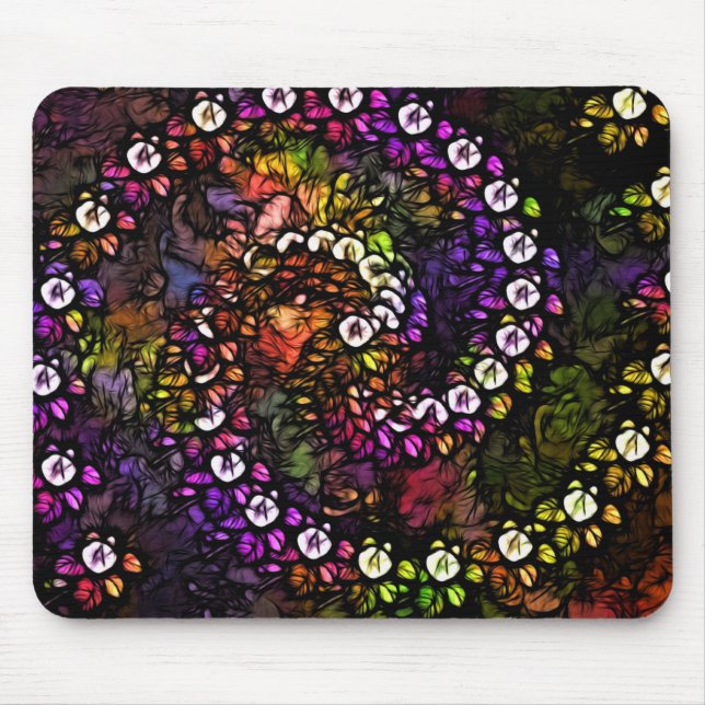 fractal purple floral Psychedelic Rainbow Spiral Mouse Mat (Front)