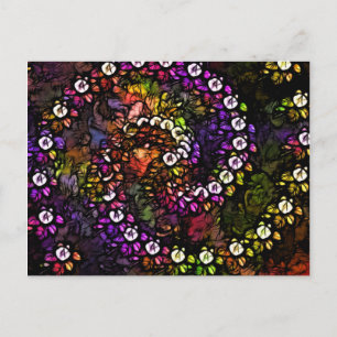 fractal purple floral Psychedelic Rainbow Spiral Postcard