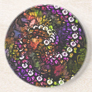 fractal purple Psychedelic Rainbow Spiral Trippy Coaster