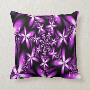 Fractal Purplish Pink Flowers Cushion