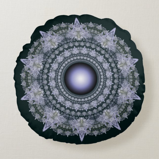 Fractal radiating pattern round cushion (Front)
