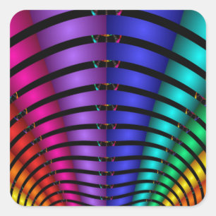 Fractal Rainbow Square Sticker