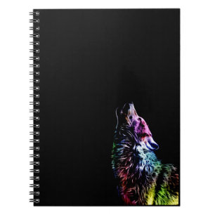 Fractal Rainbow Wolf Notebook