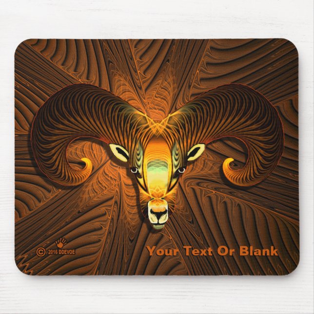 Fractal Ram's Head Mouse Mat (Front)