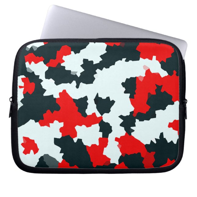 Fractal Red Black White Pattern Design Laptop Sleeve (Front)