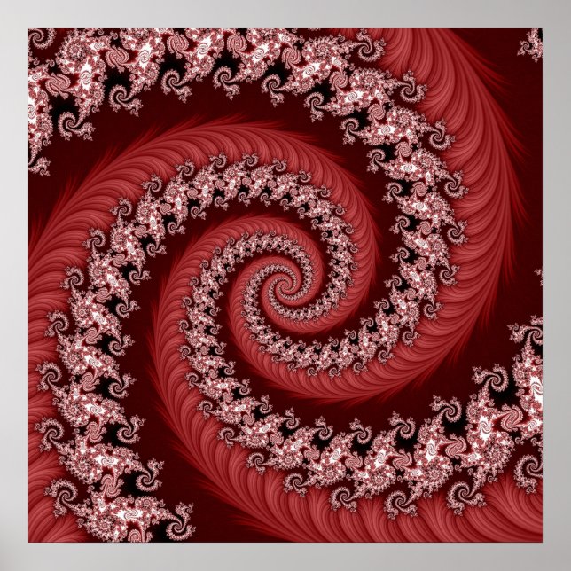 Fractal Red Double Spiral Poster (Front)