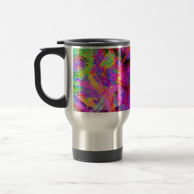 Fractal Red Psy Coffee Travel Mug (Left)