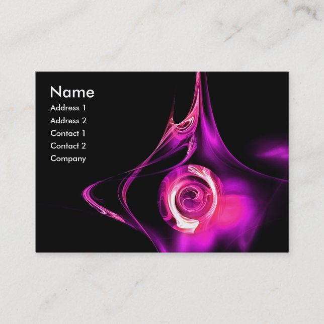 FRACTAL ROSE 1 bright black pink purple white Business Card (Front)