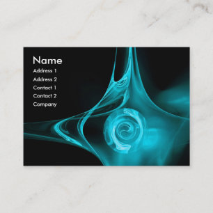 FRACTAL ROSE 1 bright light blue black Business Card