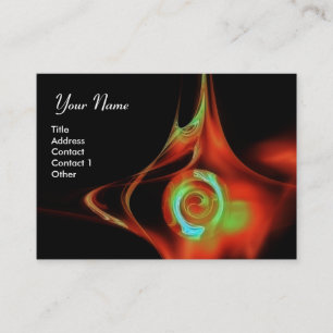 FRACTAL ROSE 1 bright red blue green black Business Card