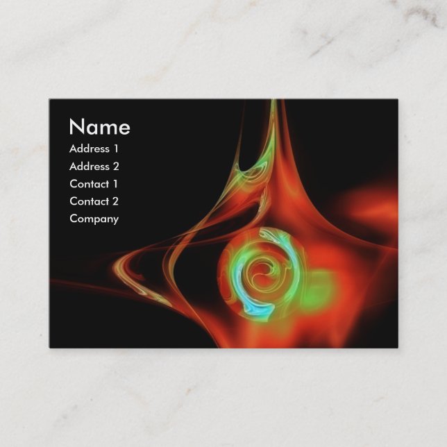 FRACTAL ROSE 1 bright red blue green black Business Card (Front)