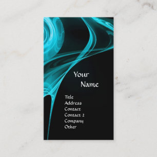 FRACTAL ROSE 3 bright light blue black Business Card