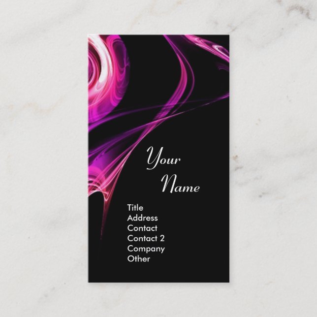 FRACTAL ROSE 3 bright light pink purple violet Business Card (Front)