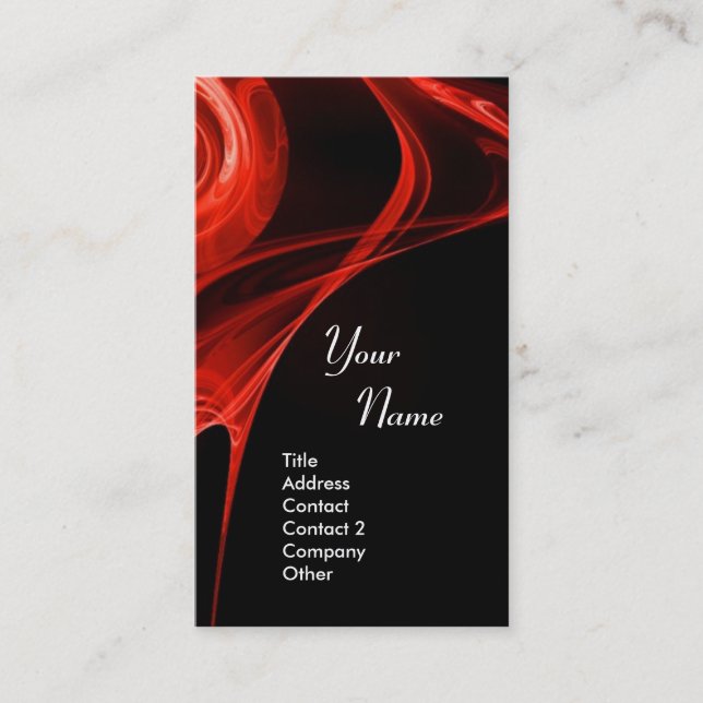 FRACTAL ROSE 3 bright red black Business Card (Front)
