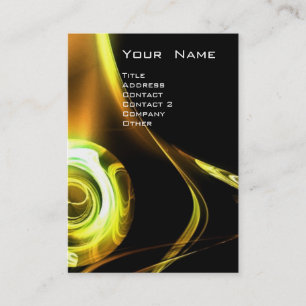 FRACTAL ROSE 3 bright yellow orange brown black Business Card