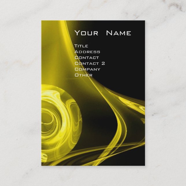 FRACTAL ROSE 3 bright yellow orange brown black Business Card (Front)