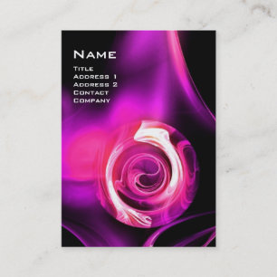 FRACTAL ROSE 4 MONOGRAM black bright purple pink Business Card