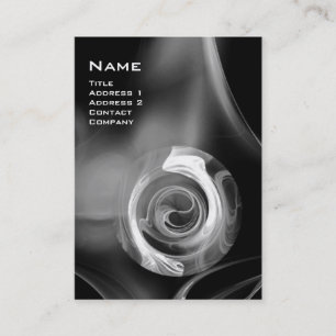 FRACTAL ROSE 4 MONOGRAM black white grey Business Card
